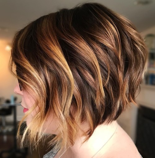 Caramel Brown Layered Bob