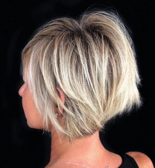 Choppy Stacked Blonde Balayage Bob