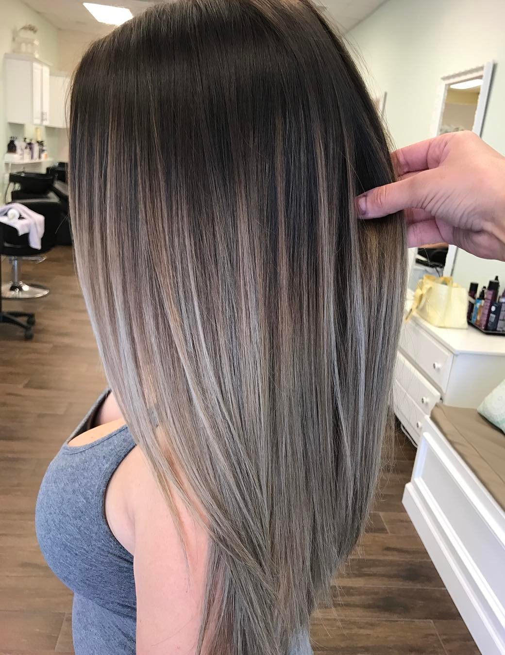 Gray Balayage For Brown Hair