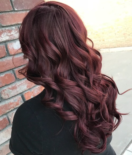 Long Curly Burgundy Hair