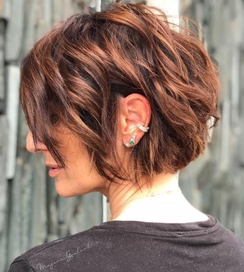 Short Choppy Copper Brown Bob