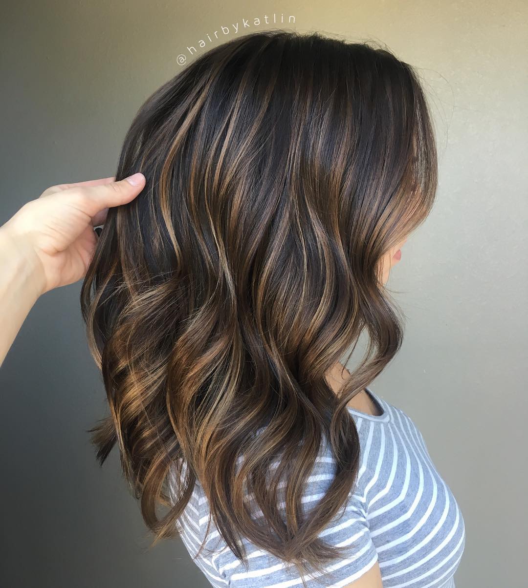 Thin Caramel Highlights For Brunettes