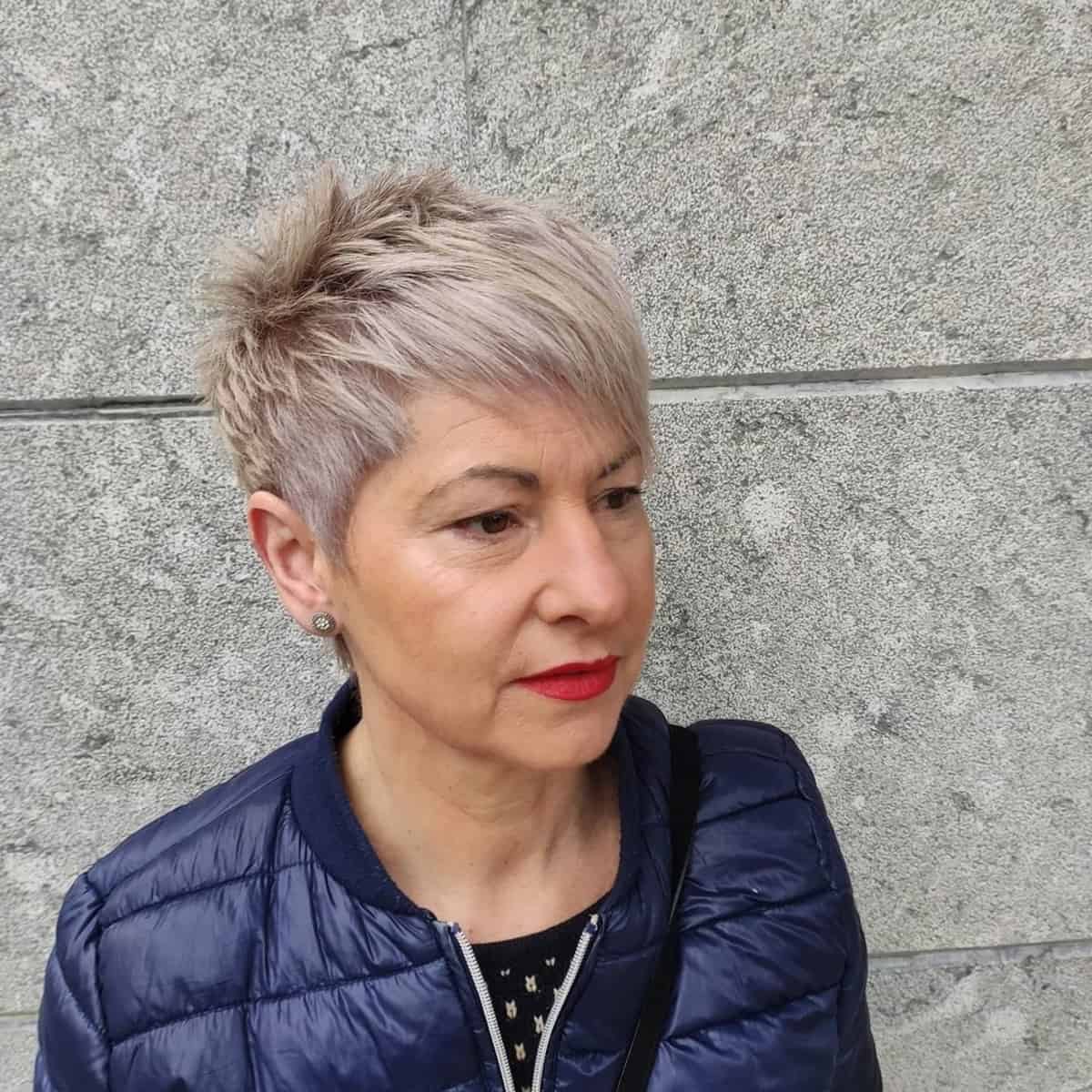 Asymmetrical Pixie Cut for Older Women