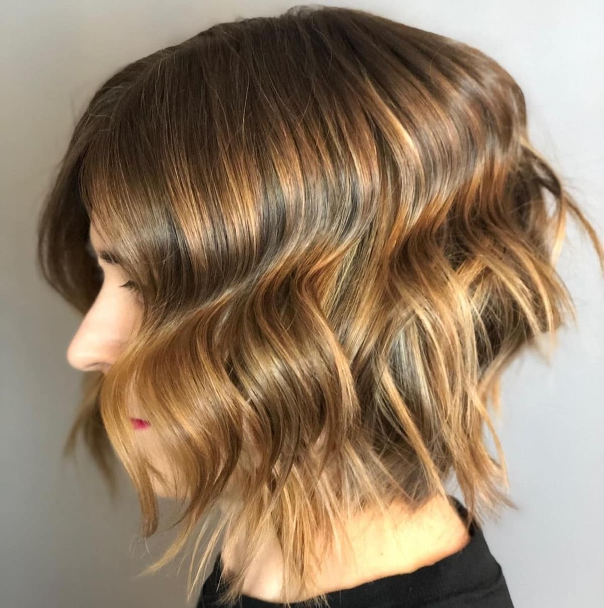 Balayage chin-length textured cut