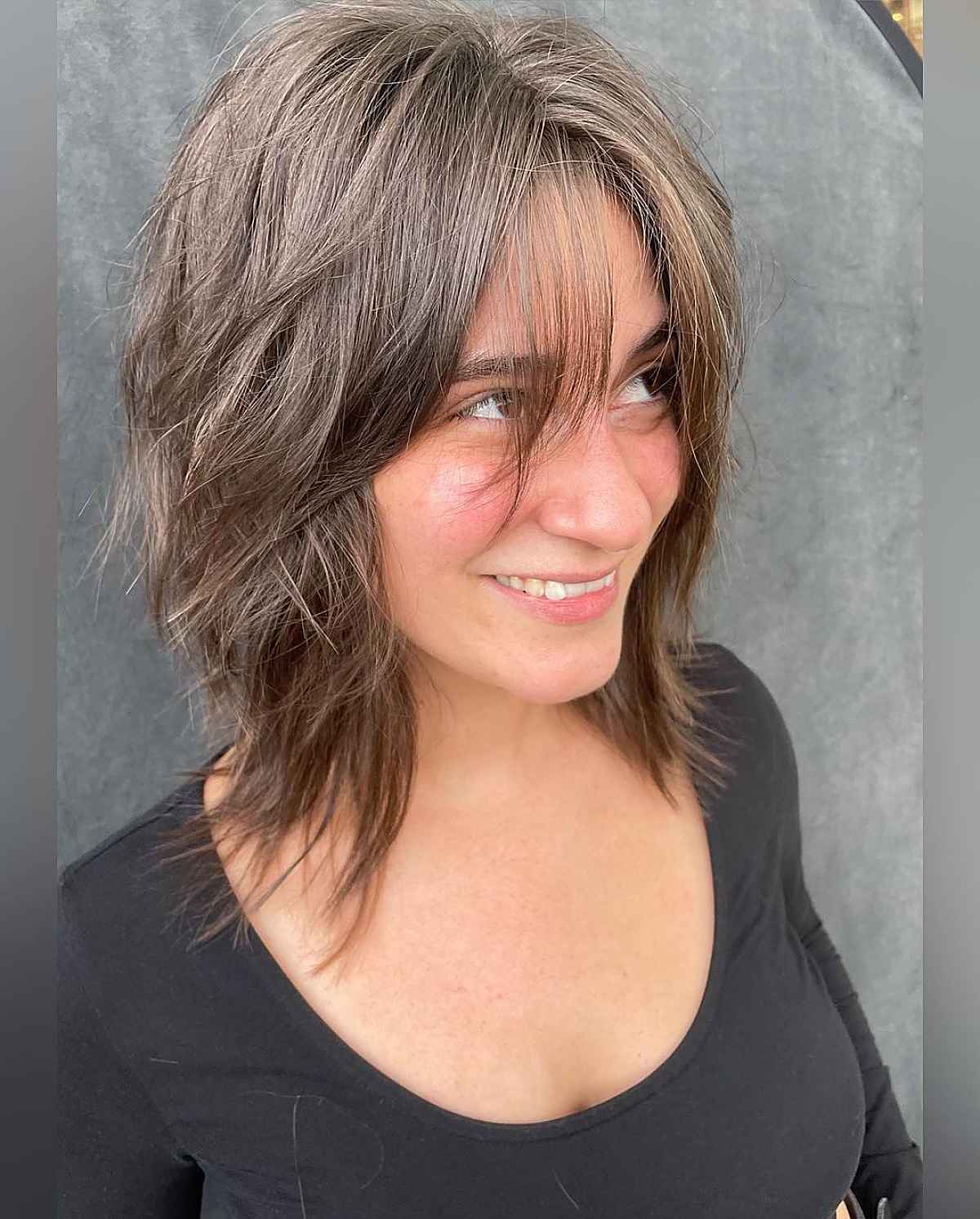 Choppy Layered Haircut on shoulder-length hair