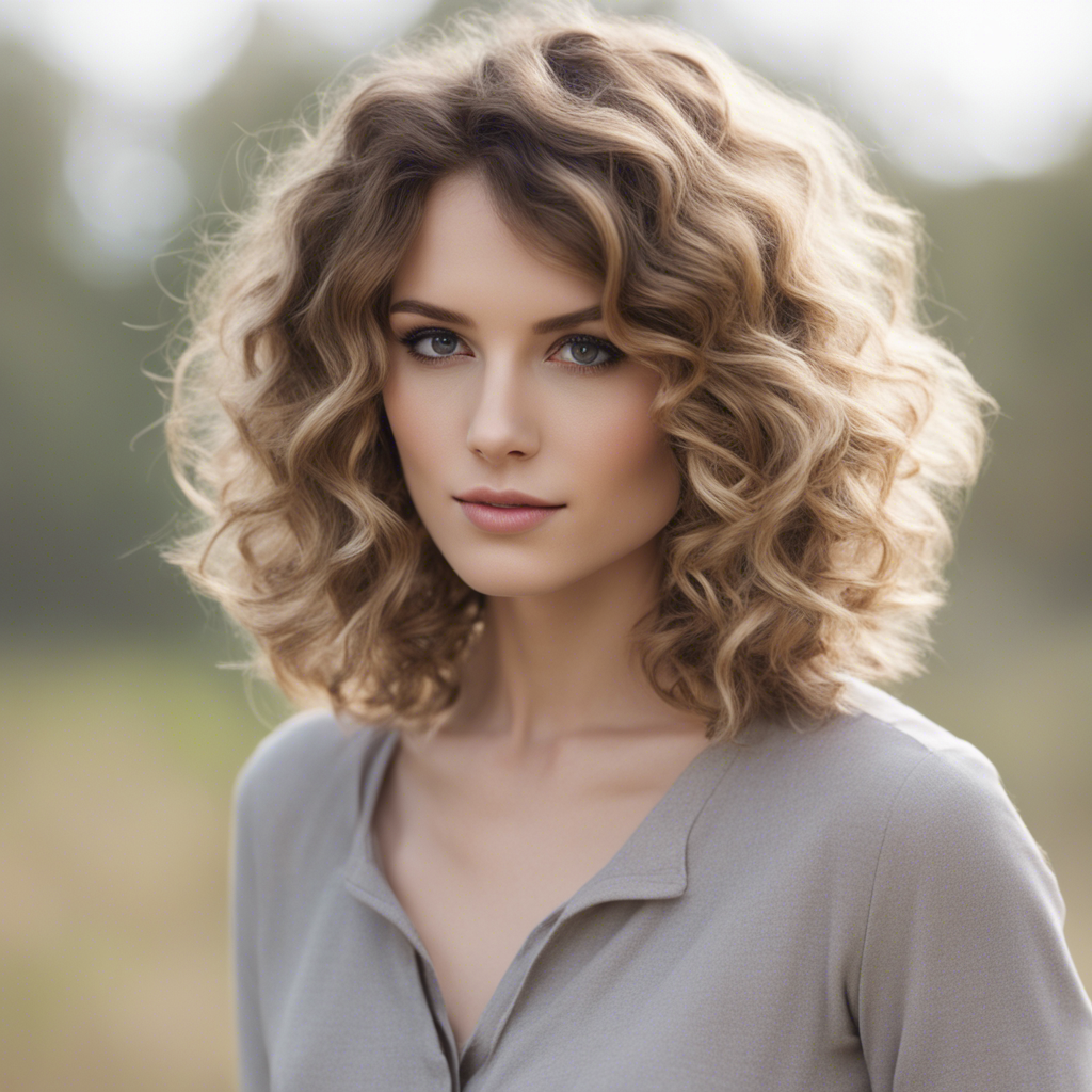 Curled layers on medium-length hair