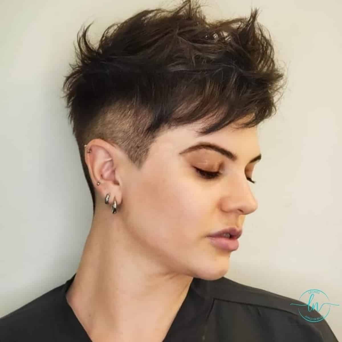 Dark brown edgy pixie cut