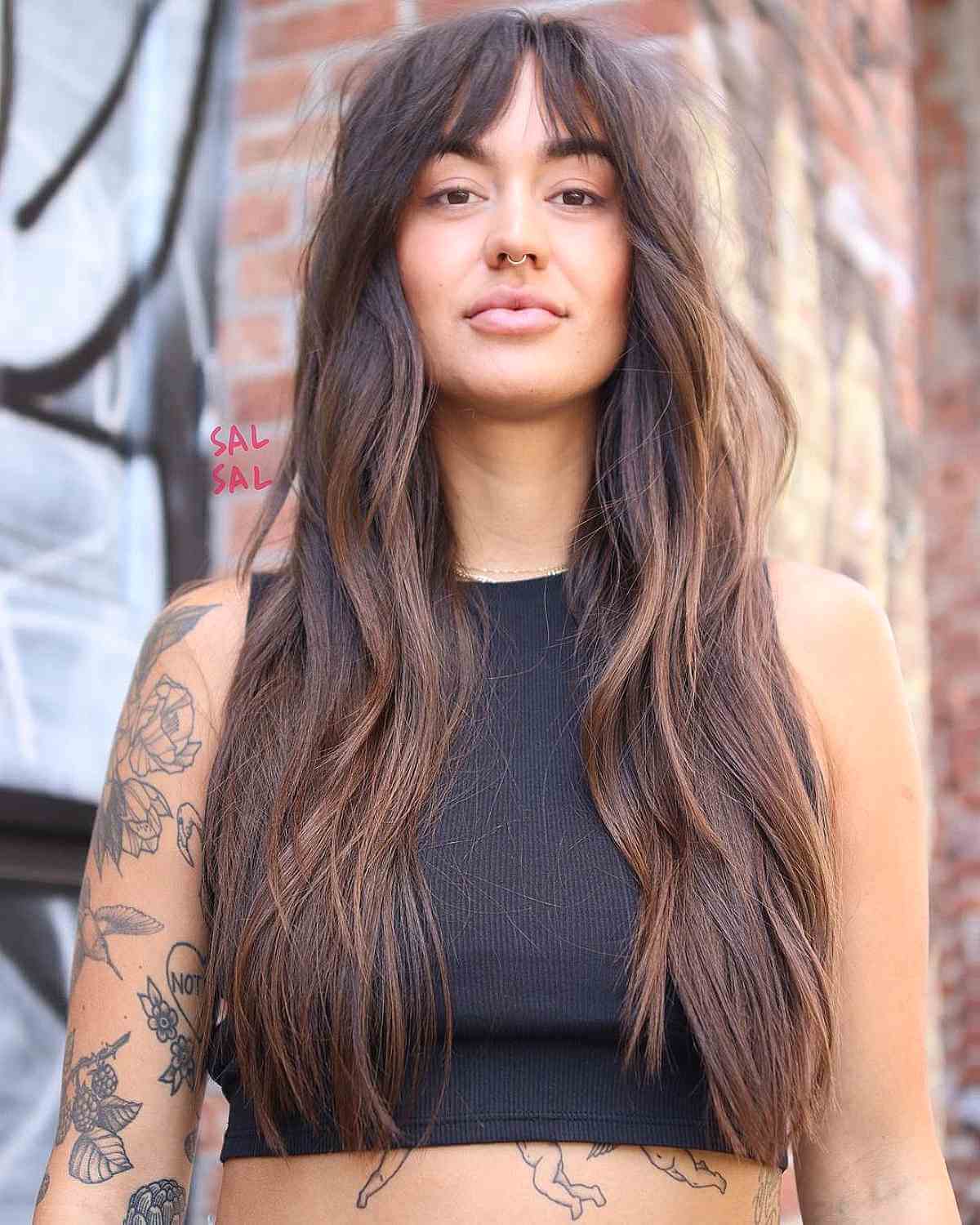 Extra Long Wavy Hair with Fringe