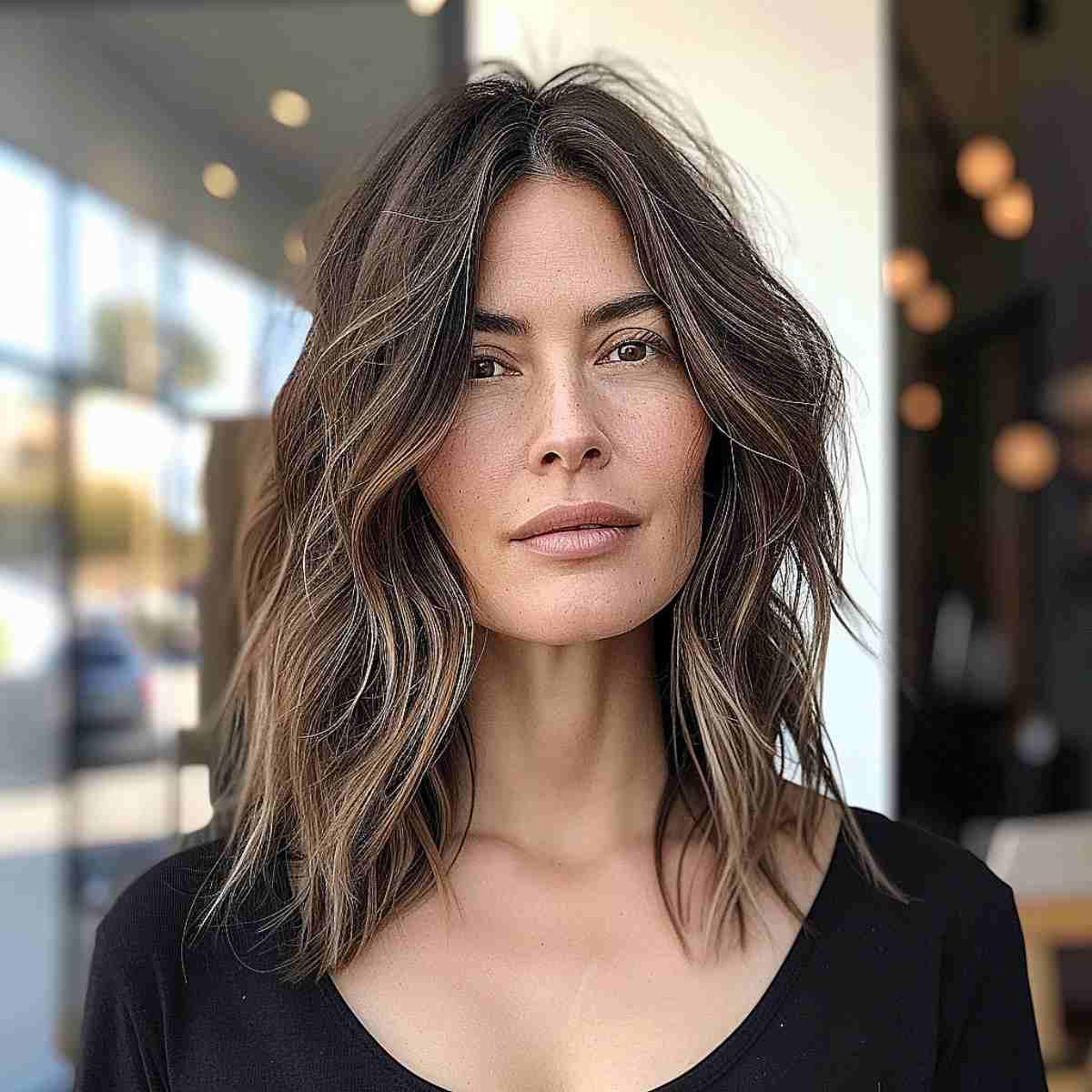 feminine mid-length layered hair