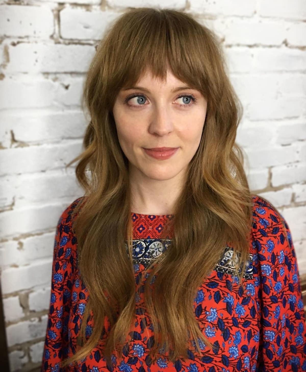 Heavy bangs for long layered hair