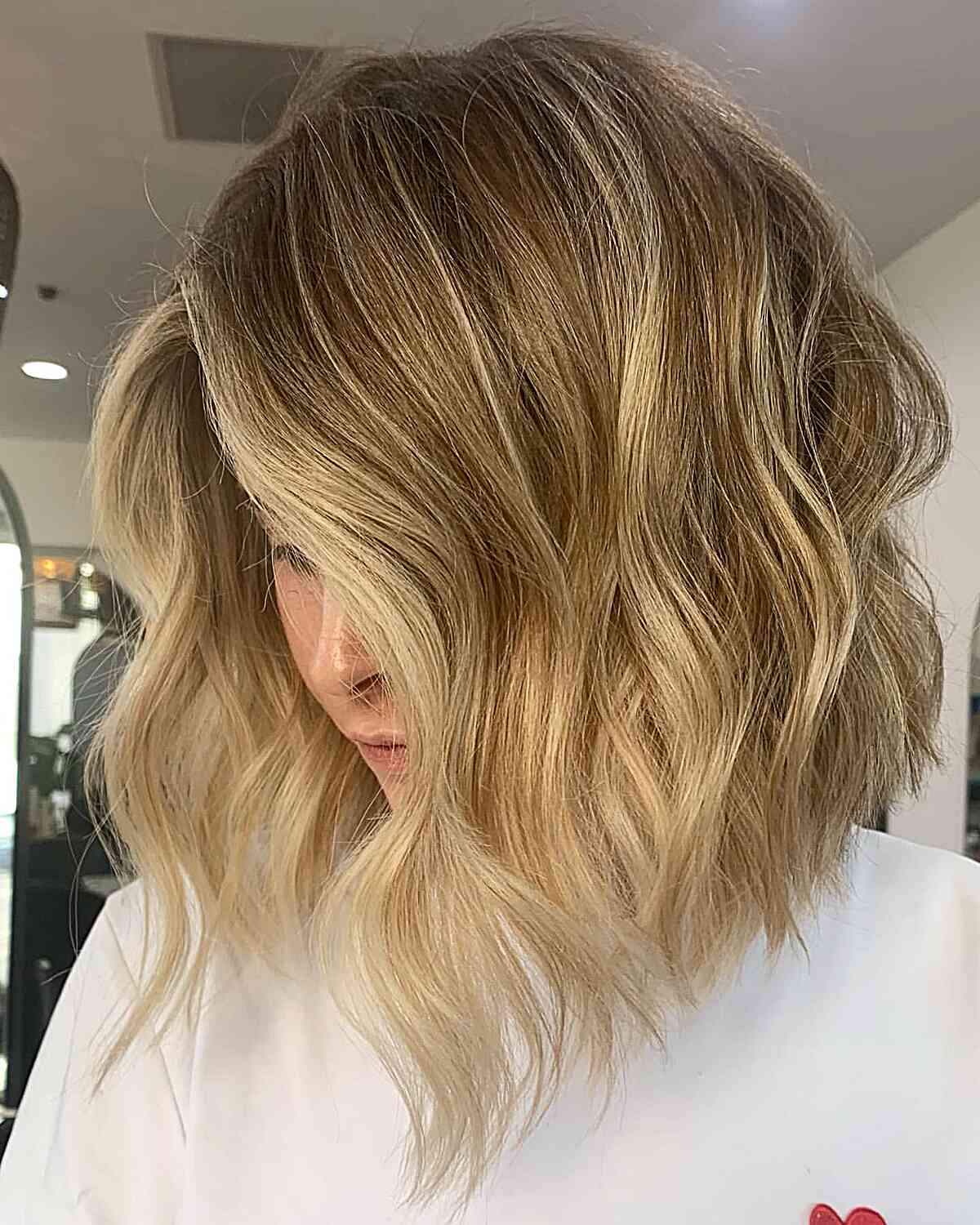 Light Bronde Ombre Angled Long Bob