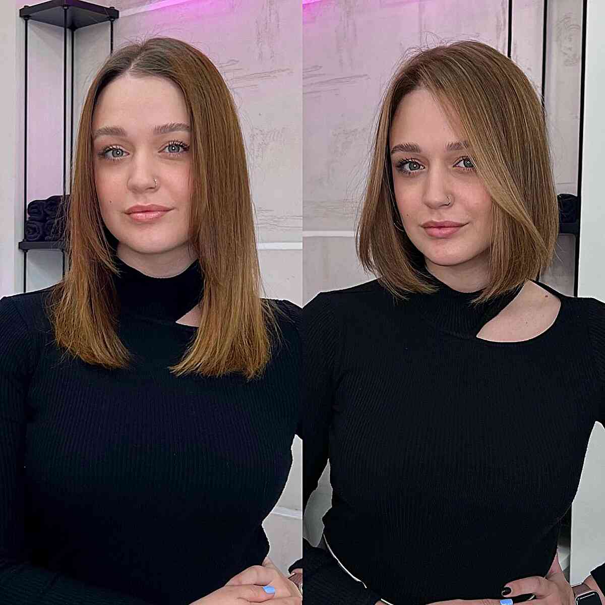 Light Brunette Straight Bob Cut for girls with short hair