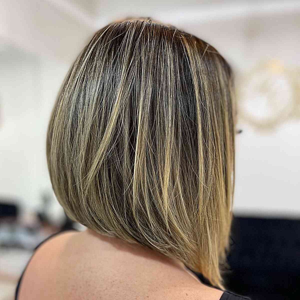 Long and Angled Bob for Straight Hair