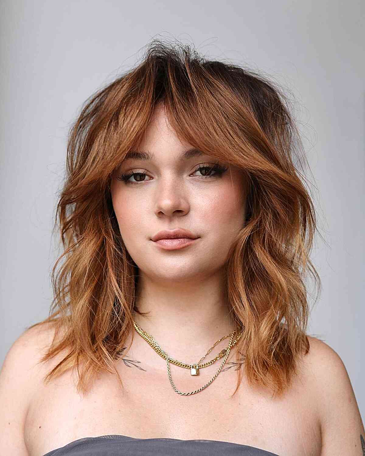 Lovely Long Bangs for Medium Hair