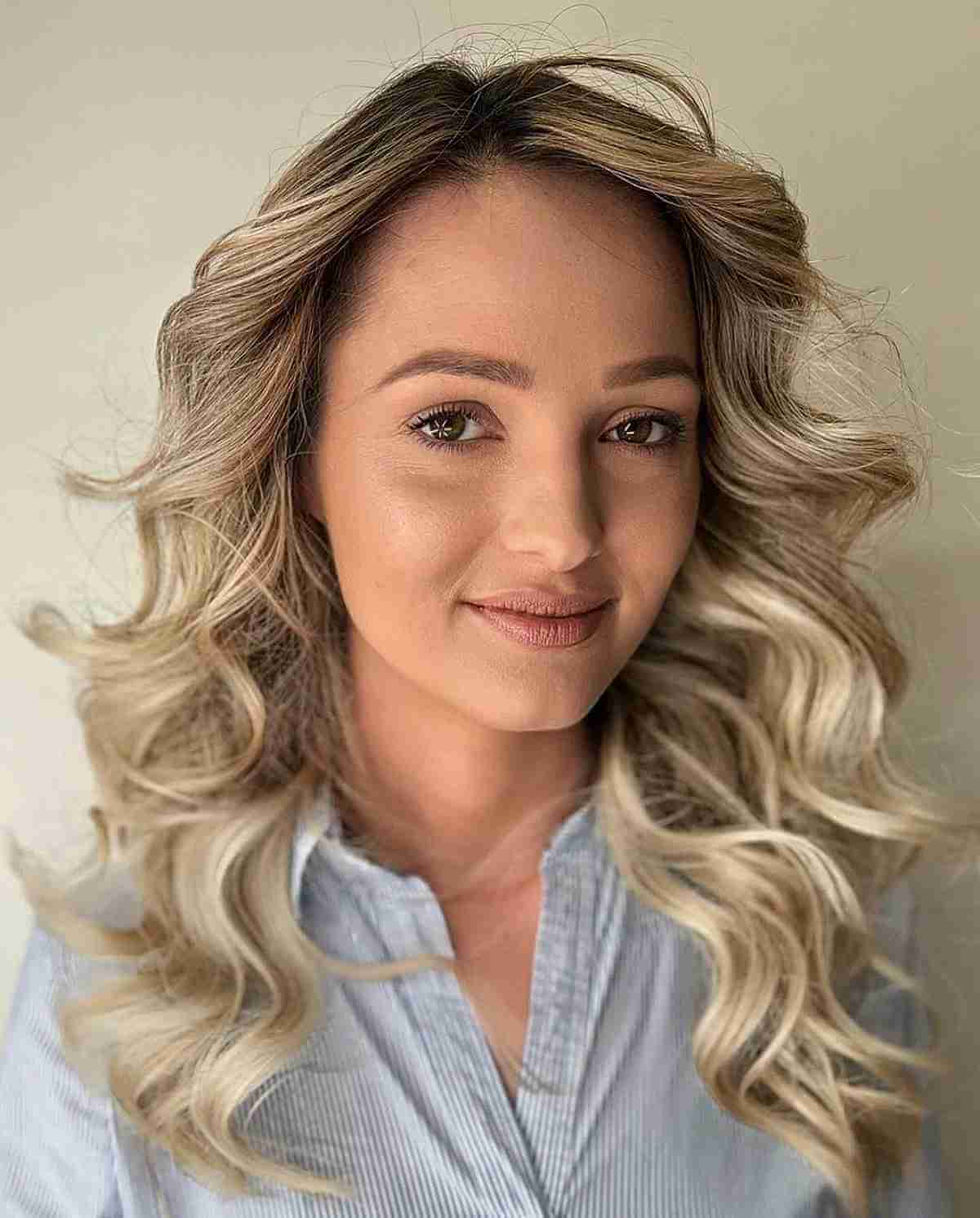 Medium-Length Blonde Balayage Blowout for Fine Hair