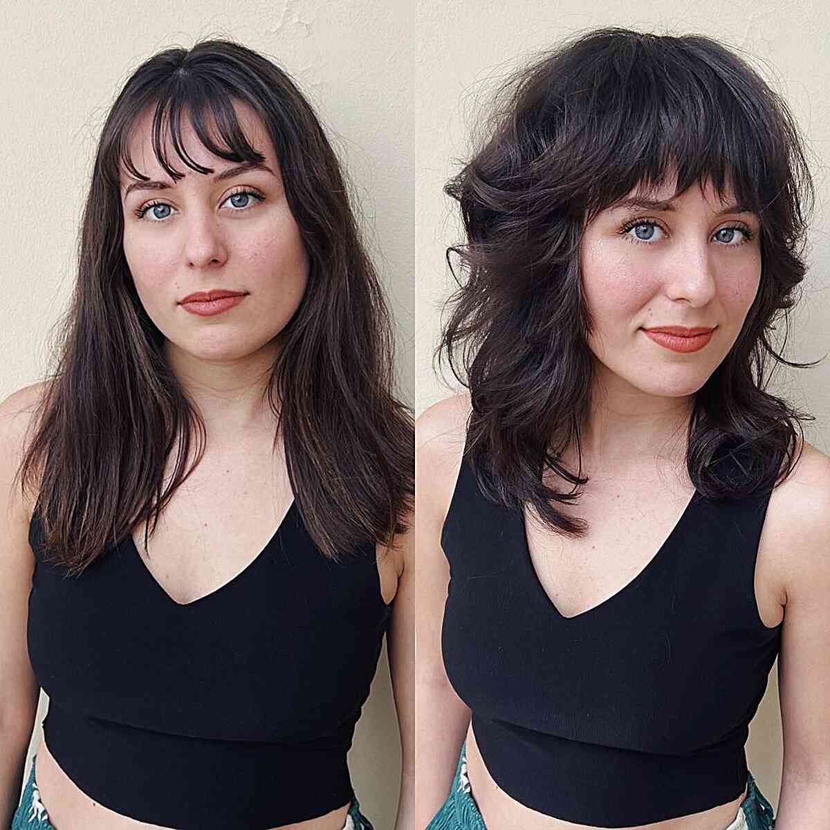 Mid-Length Vintage Choppy Bob Cut with Bangs