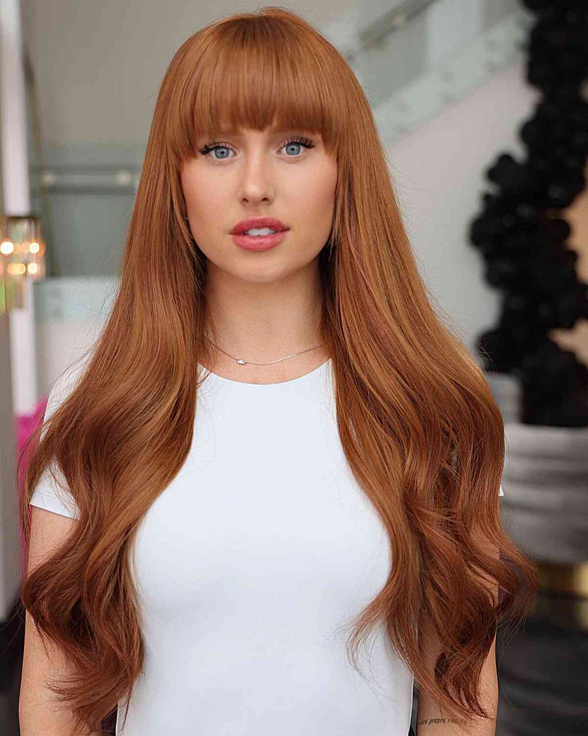 Naturally Ginger Long Hair with Fringe for ladies with thick hair