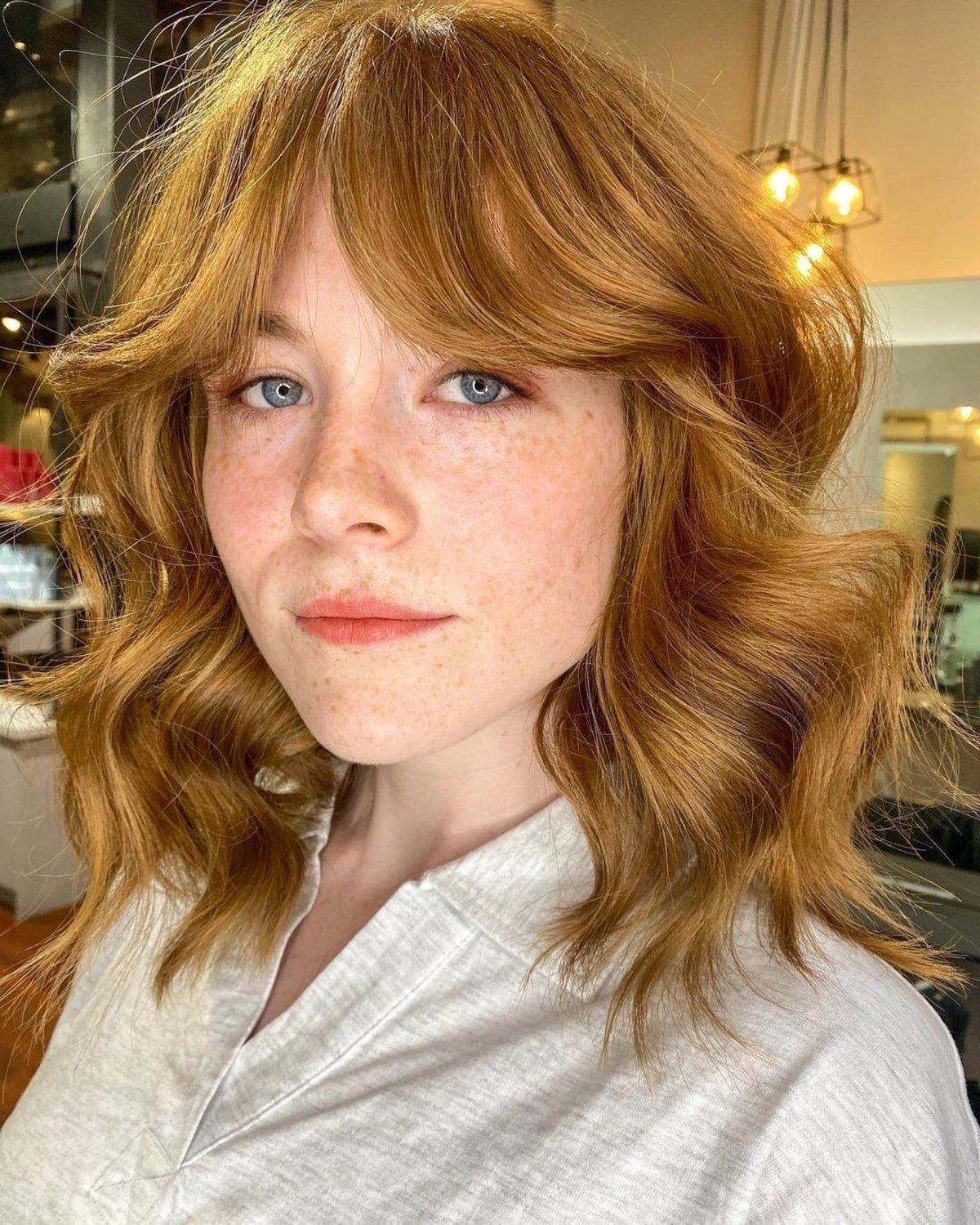 Perfect Shaggy Long Bob with Curtain Bangs