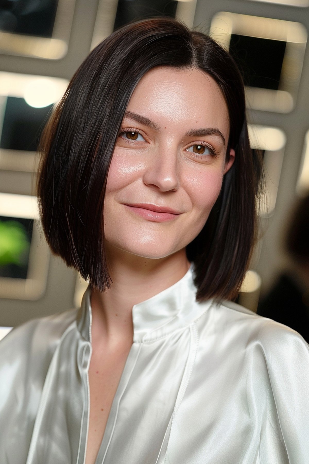 Professional woman with sleek medium-length executive bob hairstyle