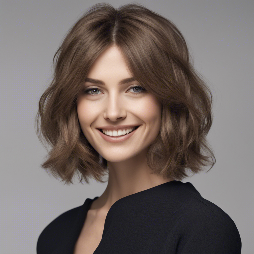 Realistic human with layered bob on medium-length hair