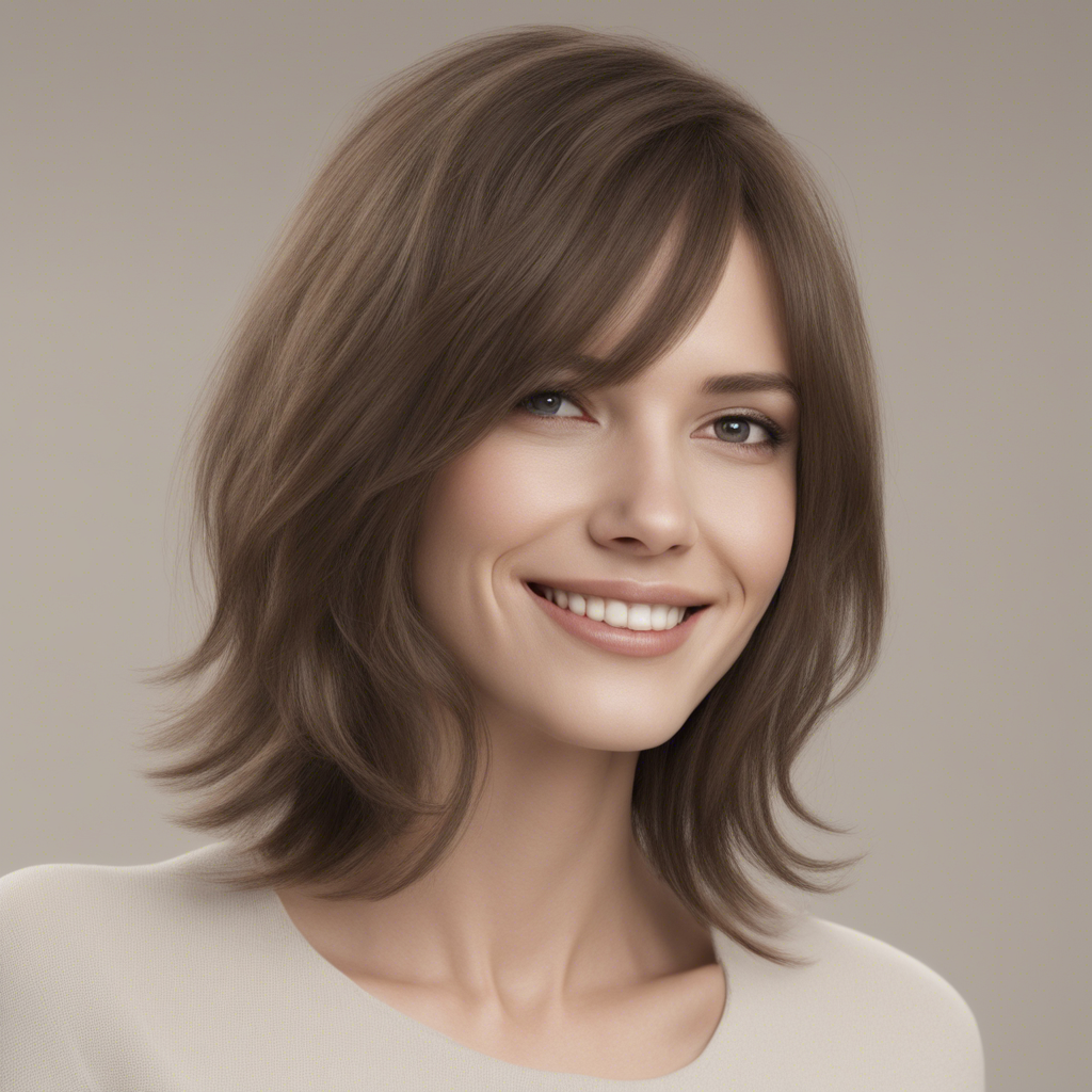 Realistic human with subtle layers on medium-length hair