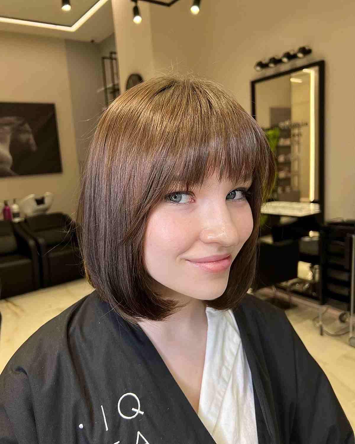 Shiny Straight Bob with Wispy Bangs