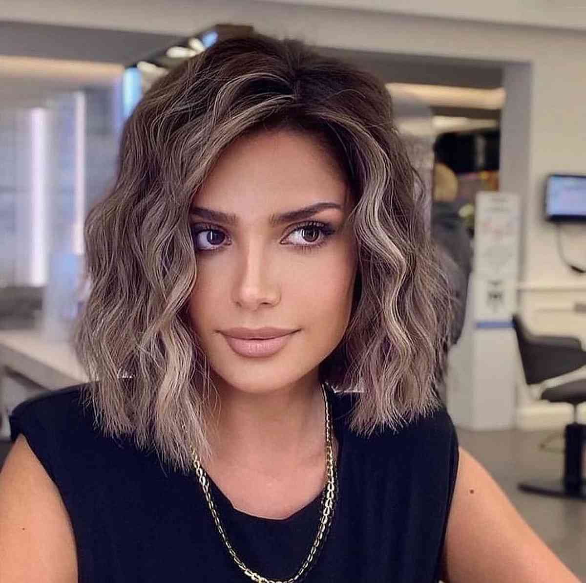 Short Ash Brown Wavy Bob