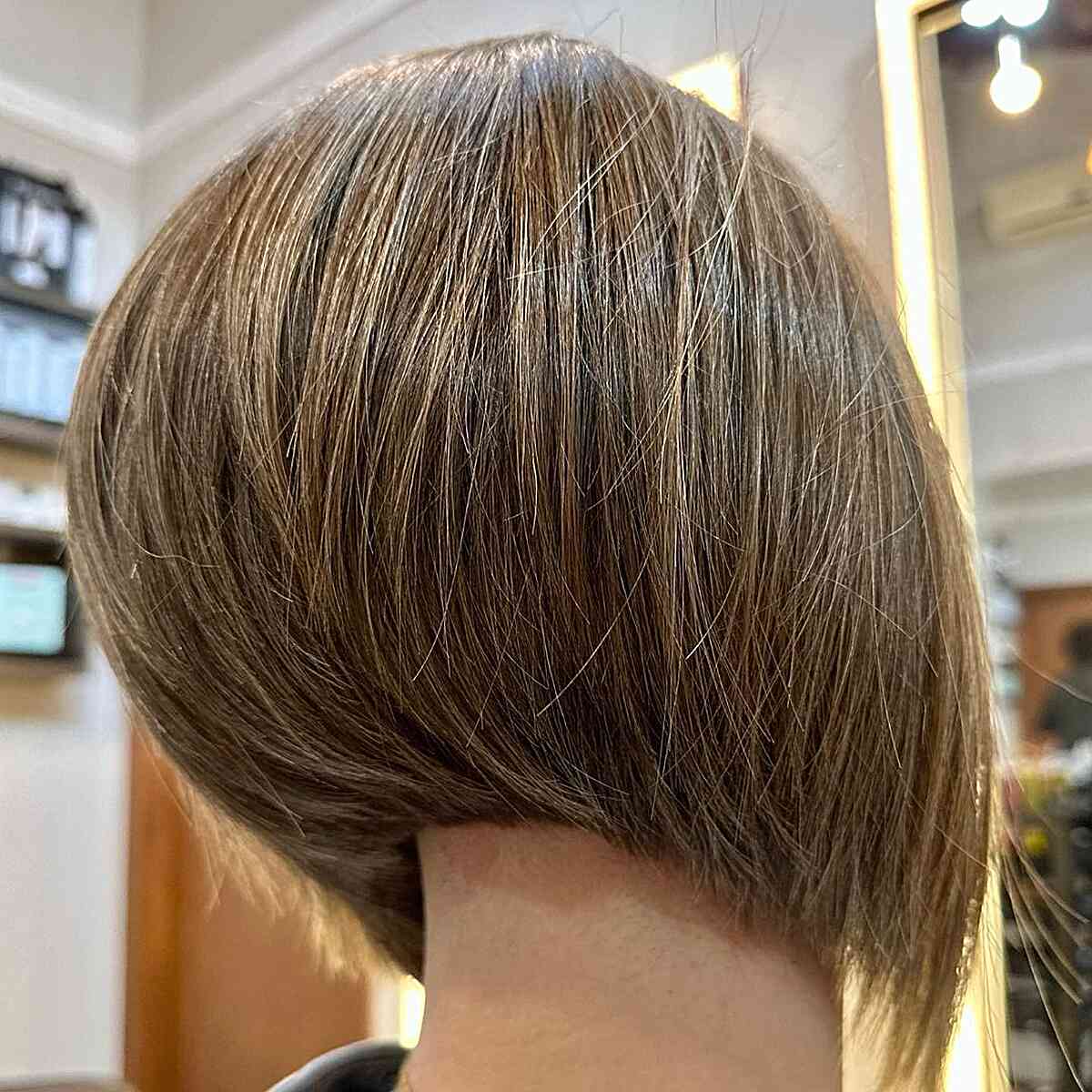 Short Stacked Light Brunette Bob