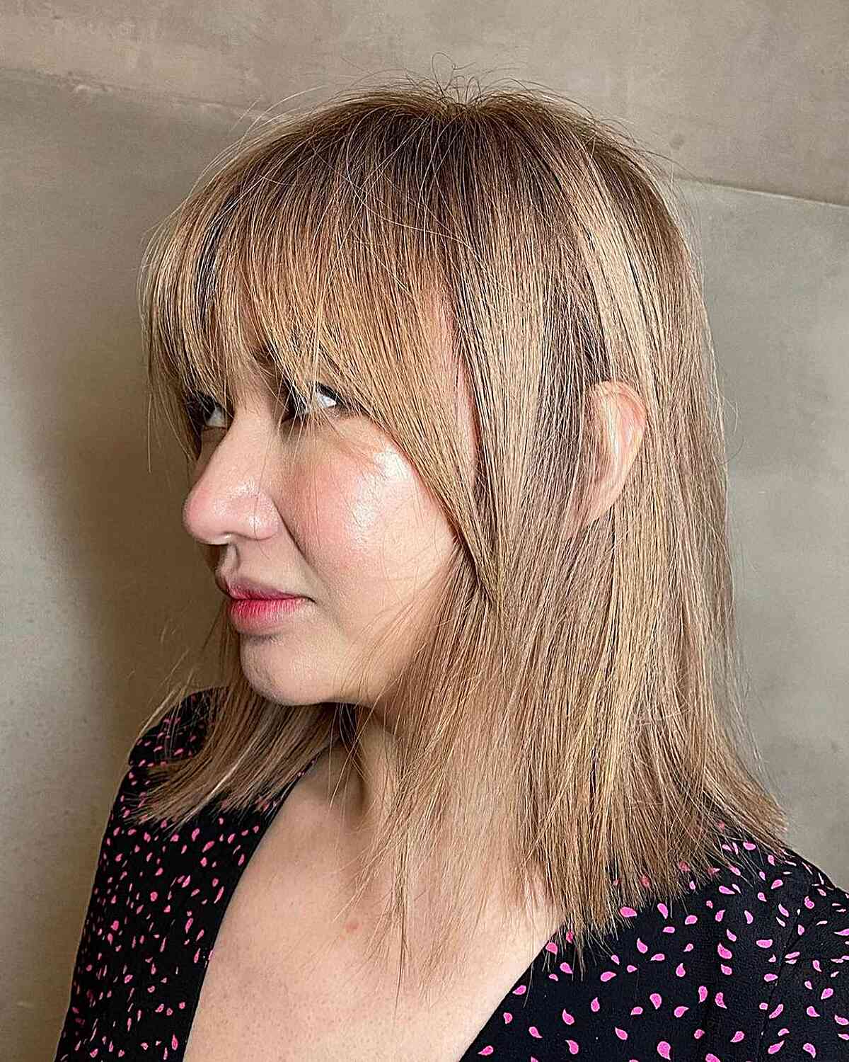 Sleek Straight Bangs for Medium-Length Thick Hair