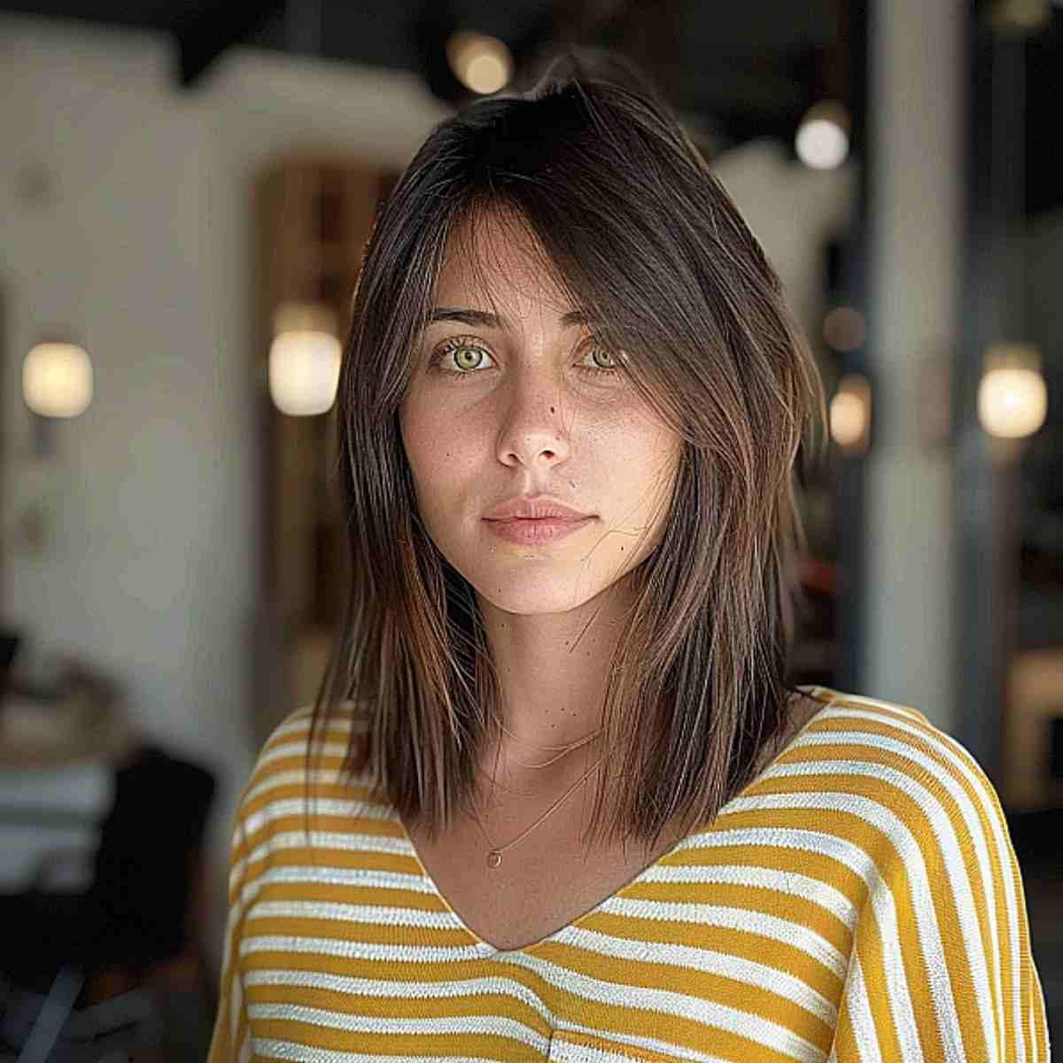 soft shoulder-length haircut for straight hair