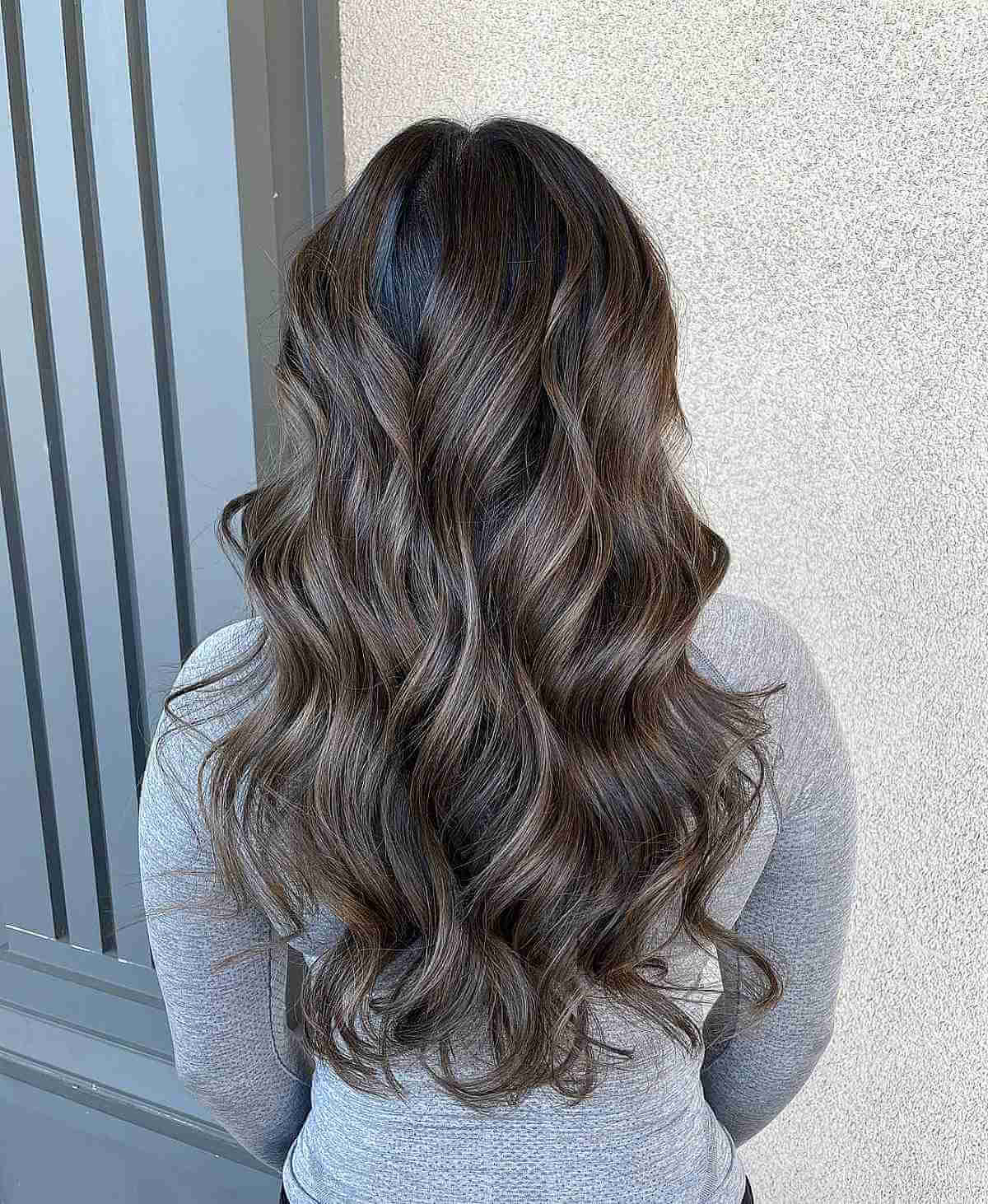 Sun-Kissed Mushroom Ash Brunette with Long Waves