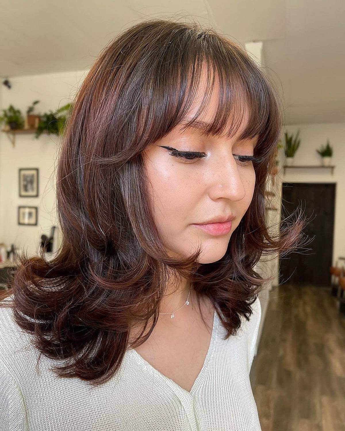 Super Sweet Wispy Bangs on Medium Hair