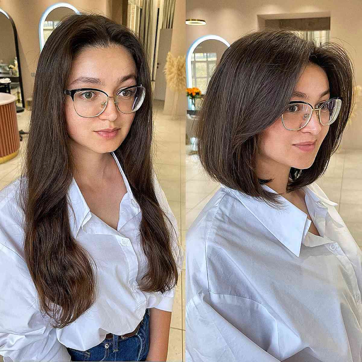 Voluminous Straight Bob for Women with Glasses